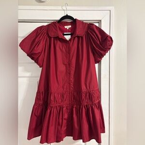 Entro Cherry Red Collared Blouse